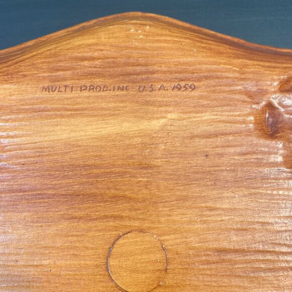 Vintage Faux Wood Tray, Four Seasons Plate, 12”X10” 1959 USA, Flower Raised Holl - Picture 4 of 10
